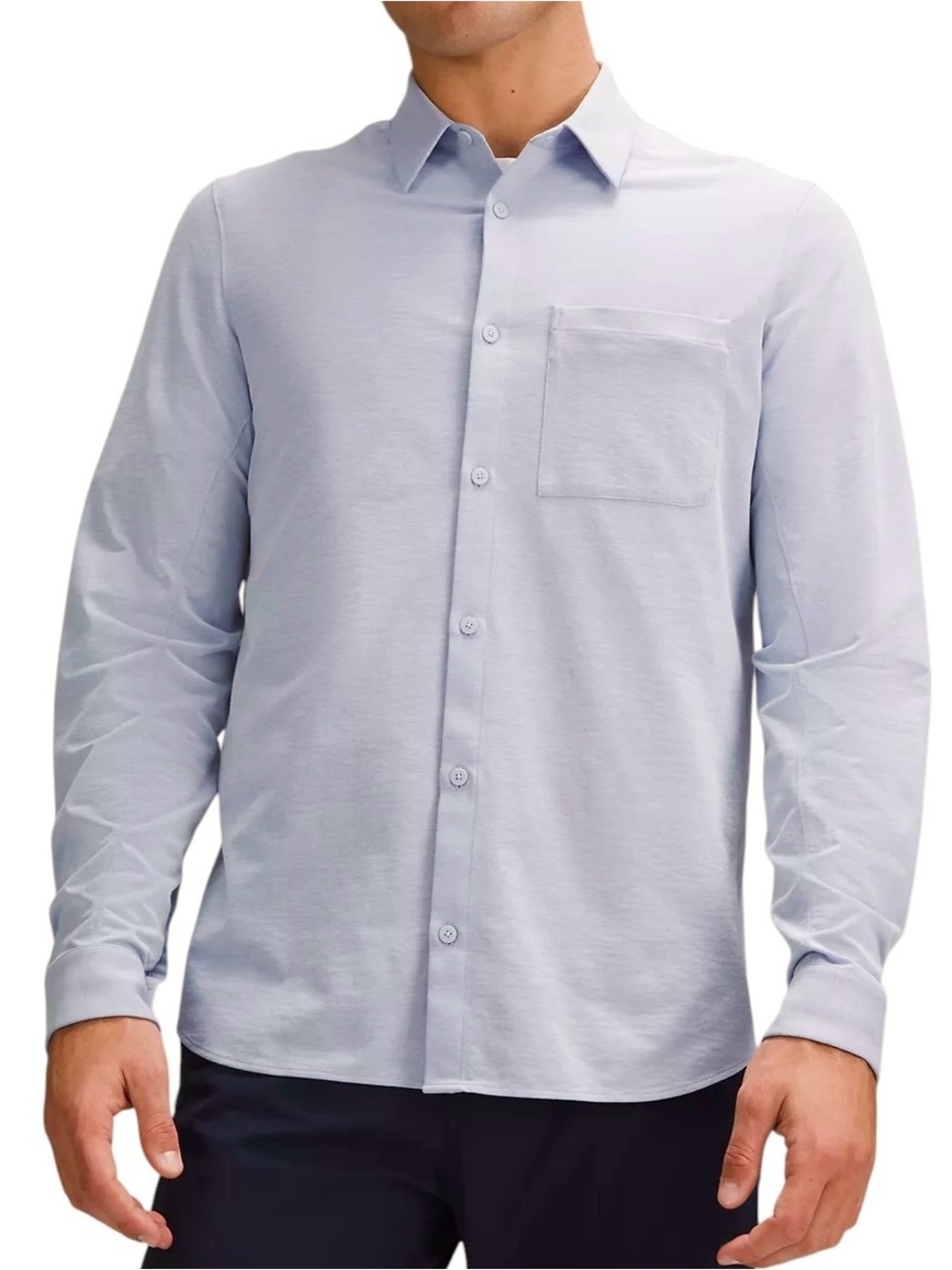 Lululemon Commission Long-Sleeve Shirt Mens XXL Pocket Light Blue Gray Button-Up